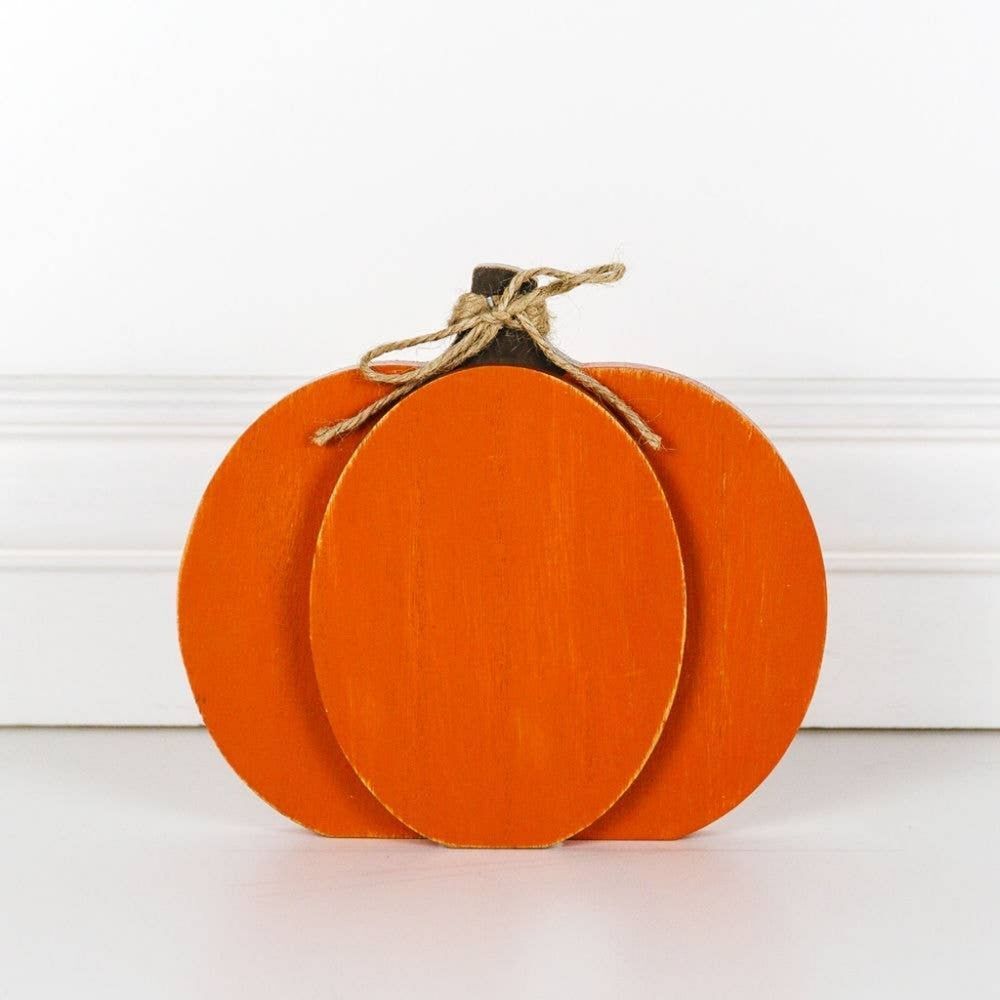 Orange Wooden Pumpkin Decor 7x6